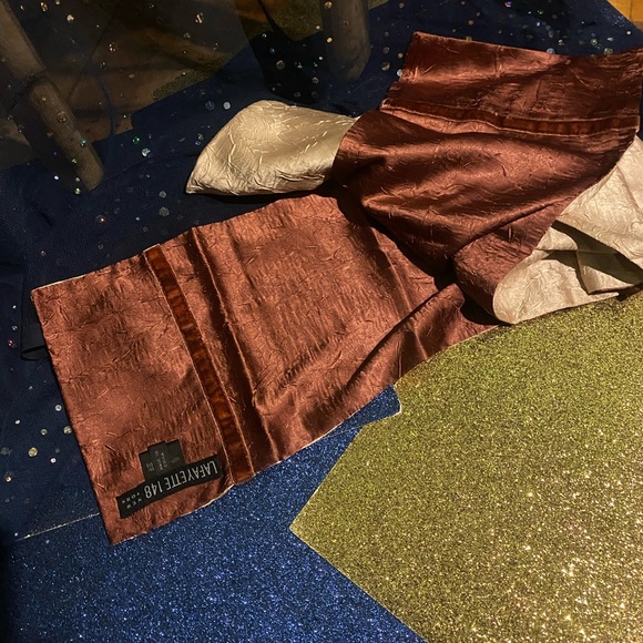 LAFAYETTE 148 NEW YORK VELVET-TRIM WINE CHAMPAGNE VNTG PINK MAUVE SLIM Scarf - Picture 2 of 10